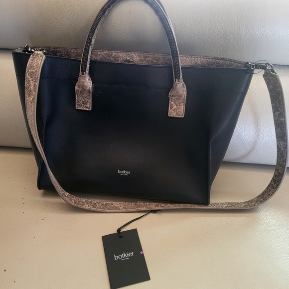 Botkier Black Tribeca gunmetal open satchel purse - Picture 2 of 8